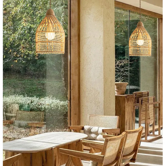 Small stylish rattan basket pendant light for restaurant