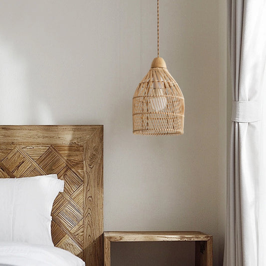 Small stylish rattan basket pendant lights for Bedside