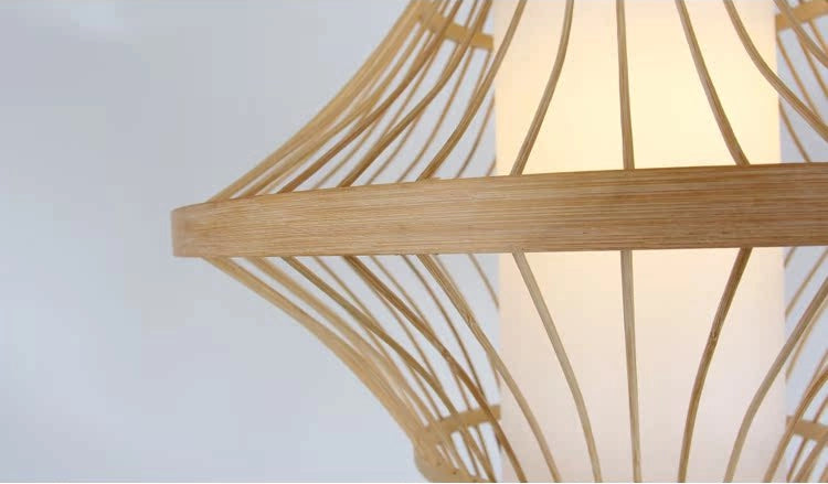 Solaya Bamboo Pendant Light Woven Shade Close Shot