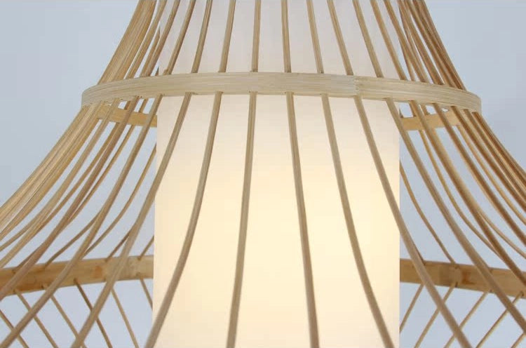 Solaya Bamboo Pendant Light Woven Shade with LED