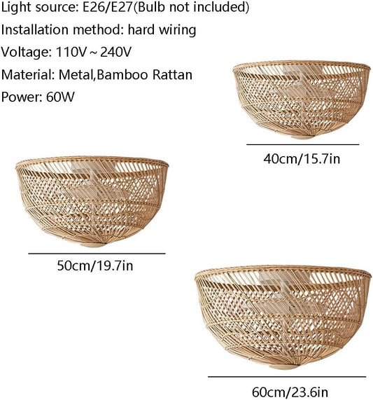 Specifications and Sizes of Pottery Barn Dome Rattan Ceiling Light