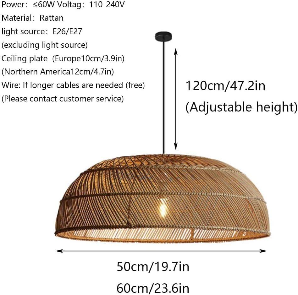 Specifications of the Amara Woven Dome Rattan Pendant Light
