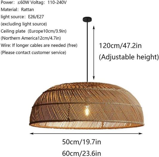 Specifications of the Amara Woven Dome Rattan Pendant Light