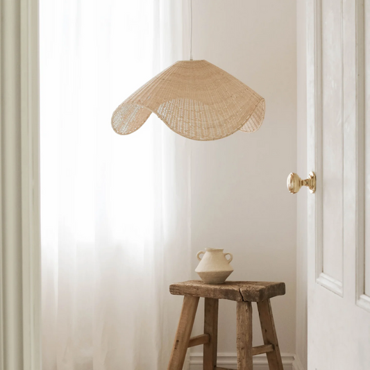 Spence Rattan Pendant Light in Boho Room