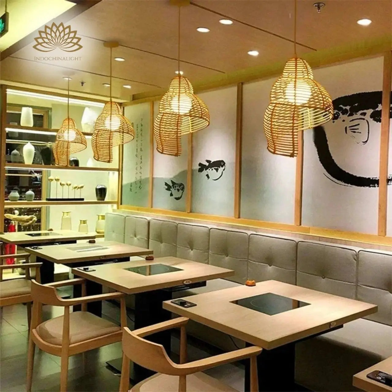 Spiral Shell Rattan Pendant Light for dining room