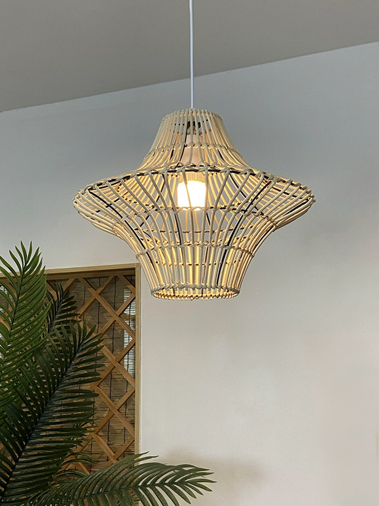 Starweave White Rattan Light Fixture for Organic Rustic Room