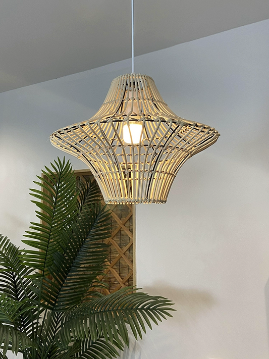Starweave White Rattan Pendant Light Fixture for Organic Rustic Room