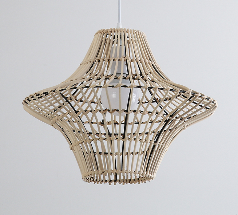 Starweave White Woven Rattan Pendant Light when Turn Off