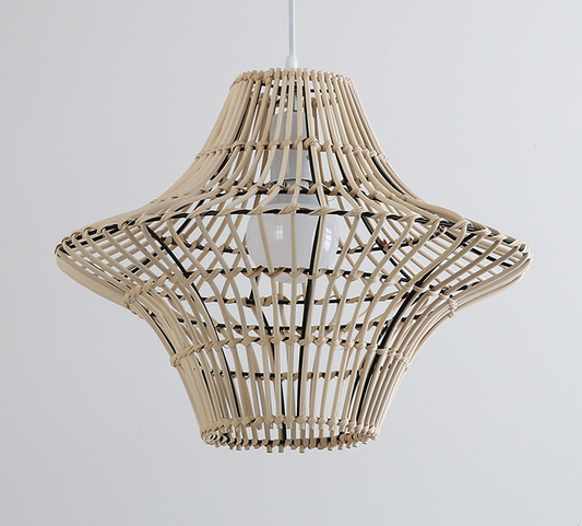 Starweave White Woven Rattan Pendant Light when Turn Off