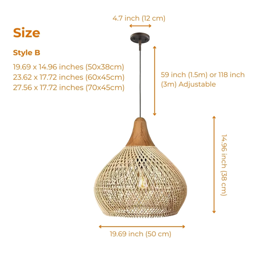 style b wabi sabi rattan wood pendant light fixtures