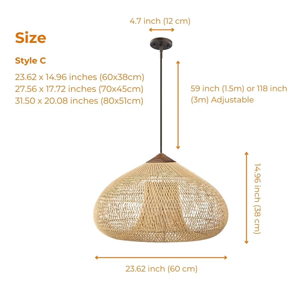 style c wabi sabi rattan wood pendant light fixtures