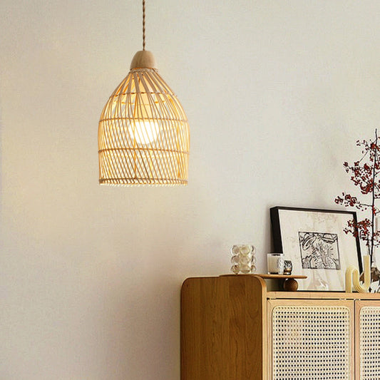 Stylish rattan basket pendant light small