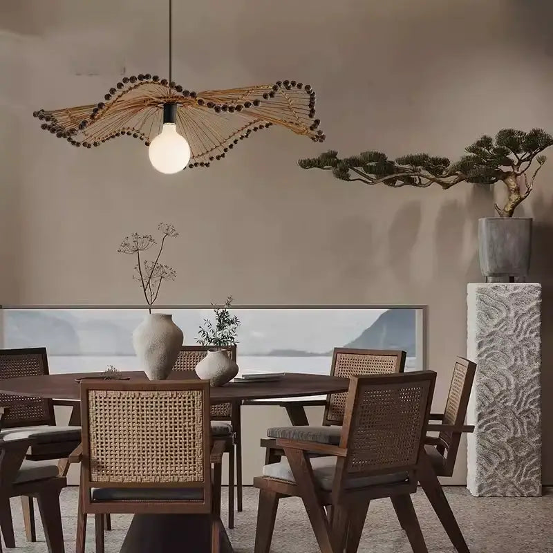 Arteriors Waverly Brown Rattan Pendant Light