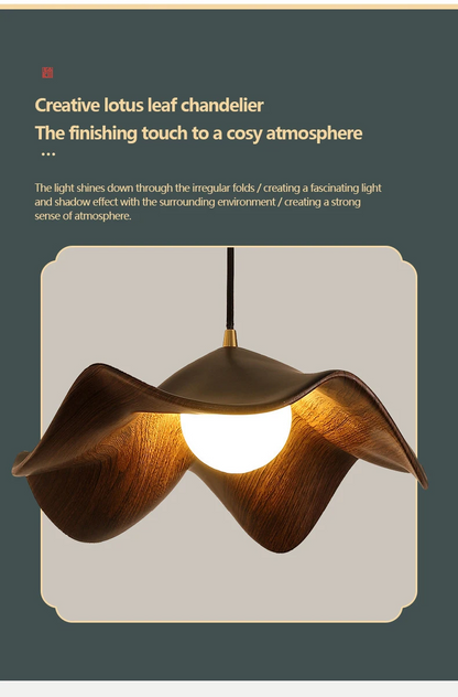 Casia Lotus Wabi Sabi Wood Pendant Light