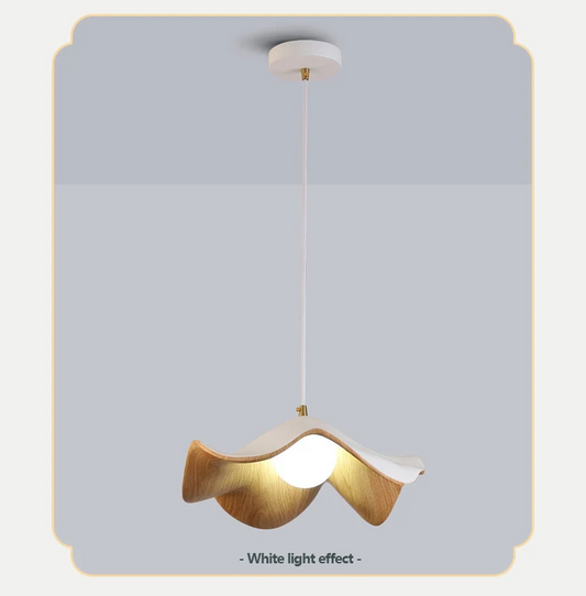 Casia Lotus Wabi Sabi Wood Pendant Light