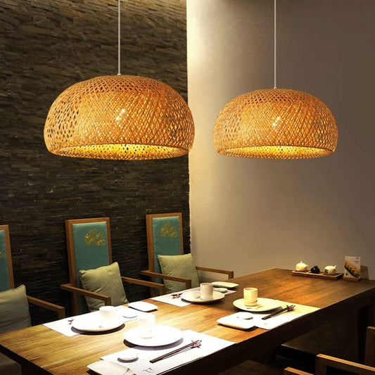 TAO Oriental Bamboo Pendant Light over dining table