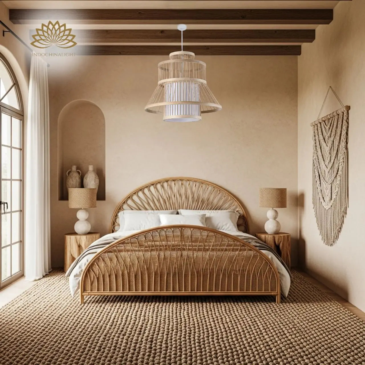 Tatami Bamboo Pendant Light For Bedroom