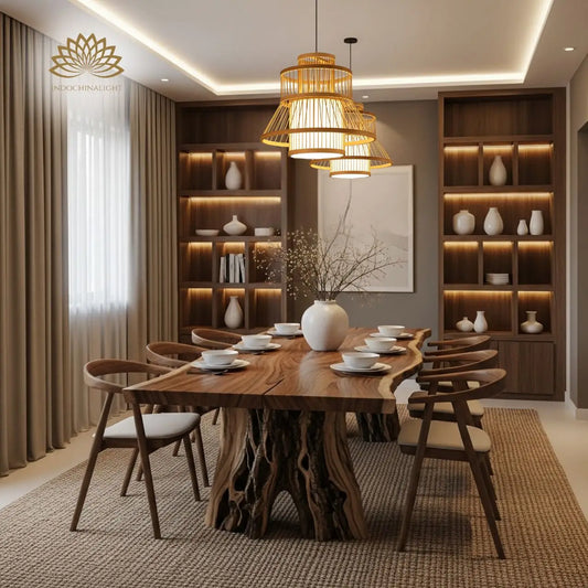Tatami Bamboo Pendant Light For Dining Room