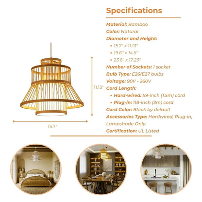 Tatami Bamboo Pendant Light's Specifications