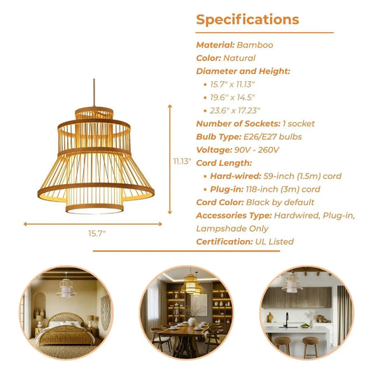 Tatami Bamboo Pendant Light's Specifications
