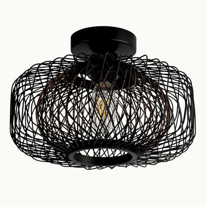 Tbaoinla Black Rattan Ceiling Light - Semni Flush mount
