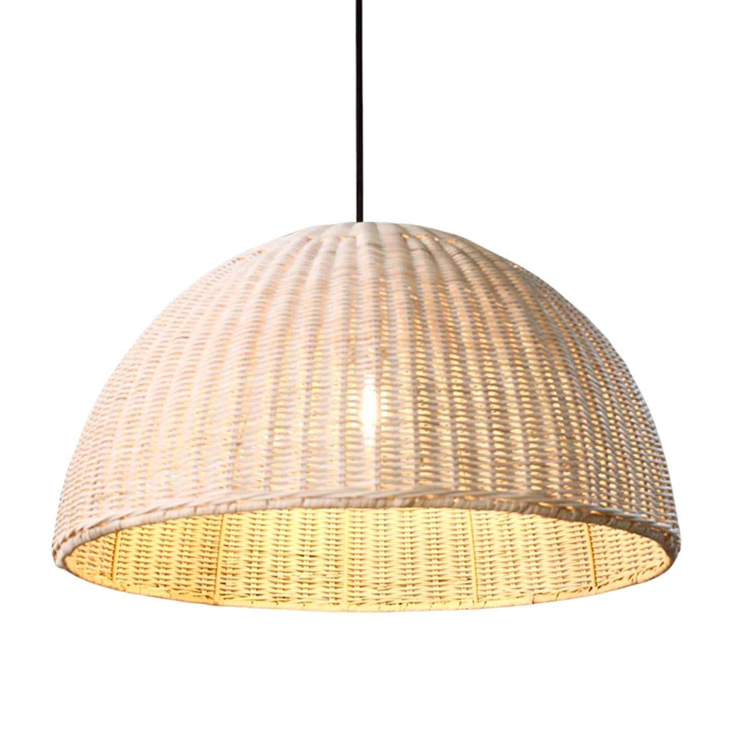 THAELY Dome Brown Wicker Rattan Pendant Light