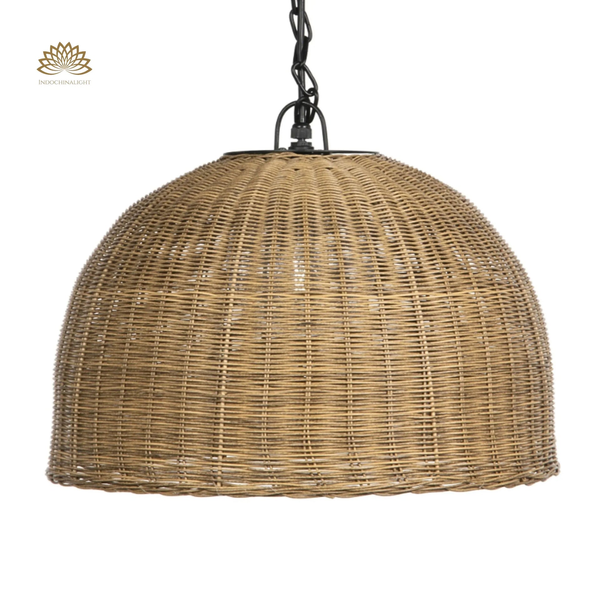 thaely large rattan hanging light with black chain