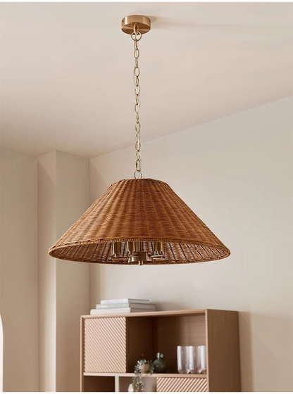 Timor rattan drum wicker hanging light
