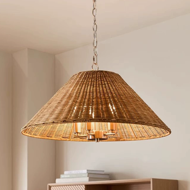 Timor rattan wicker drum pendant light