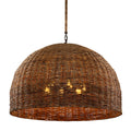 Troy Large 6-Bulb Dome Wicker Rattan Pendant Light