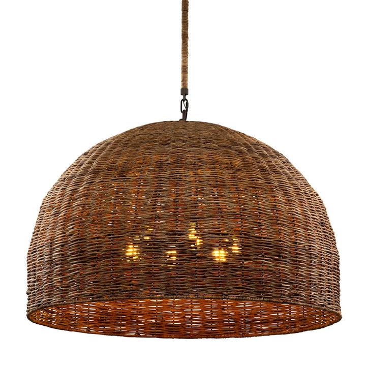 Troy 6-Bulb Dome Wicker Rattan Pendant Light