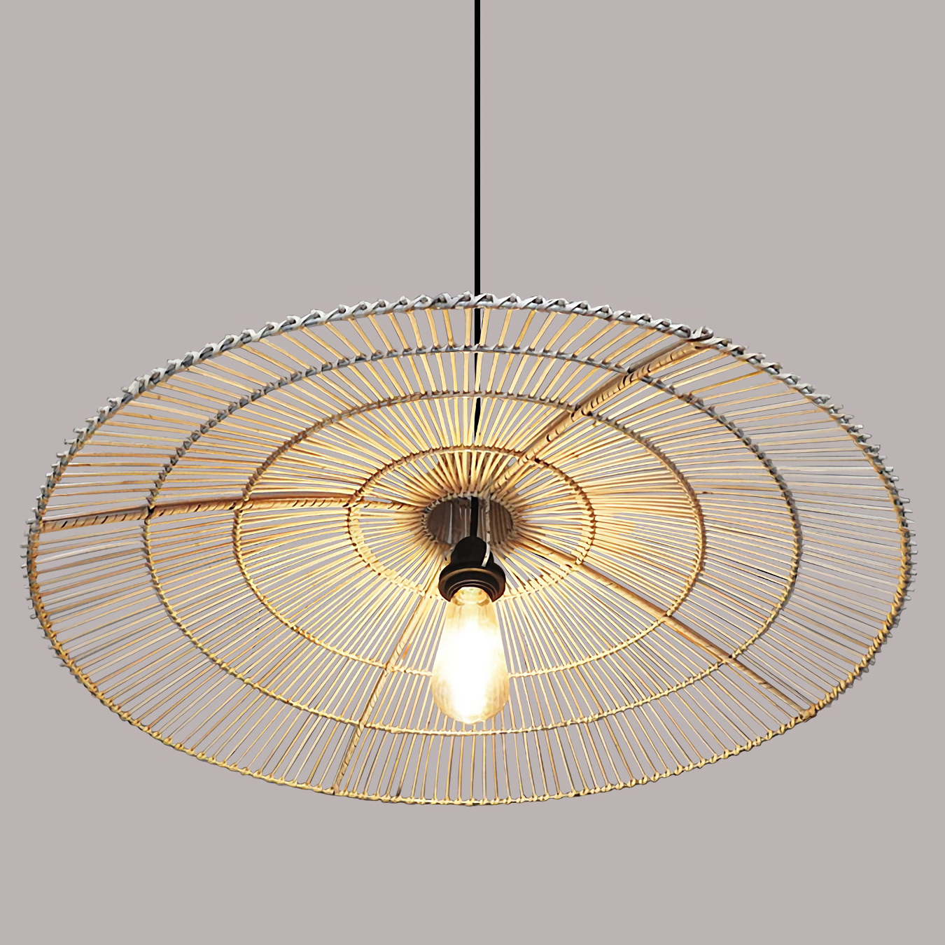 Umbrella Rattan Round Pendant Light