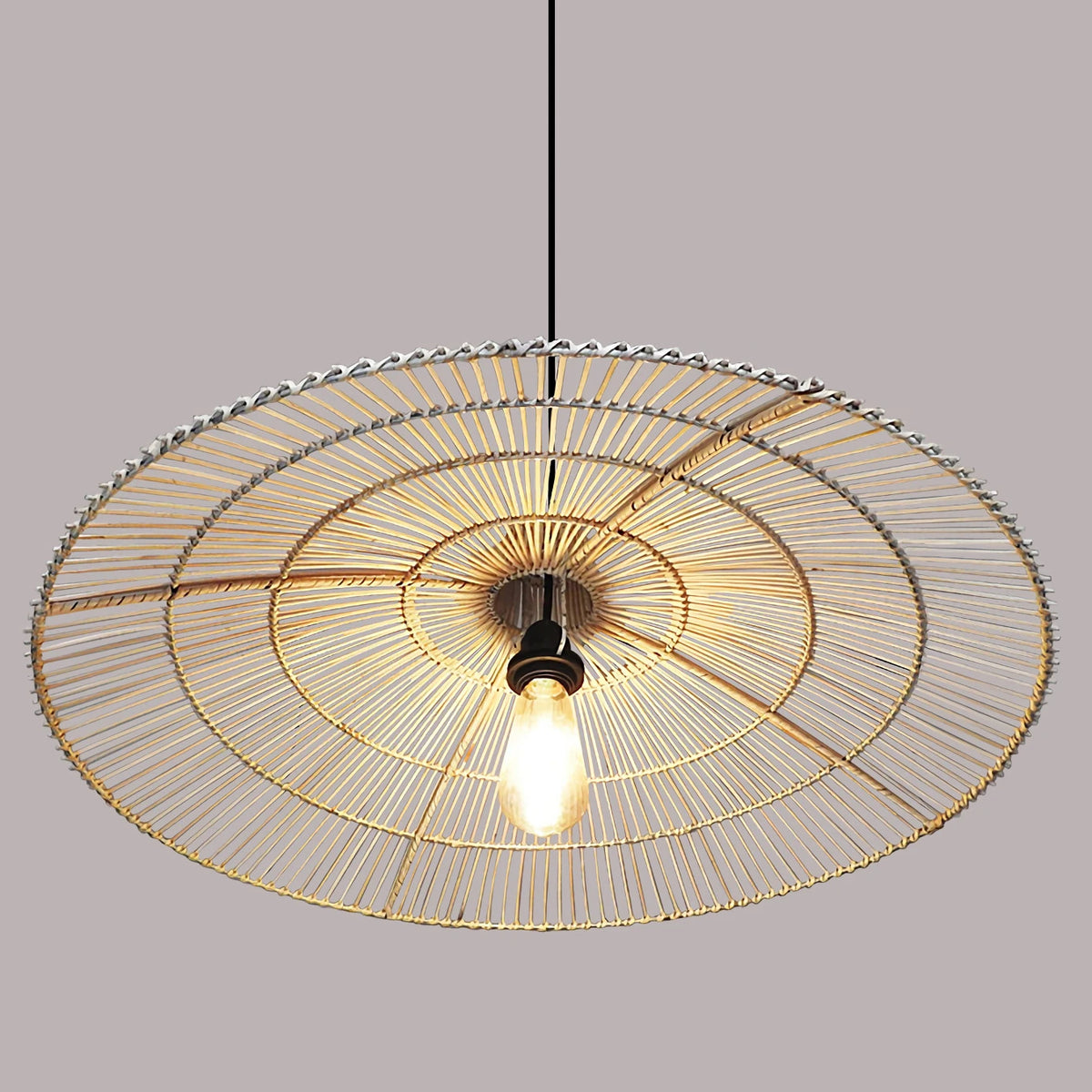Umbrella Rattan Round Pendant Light