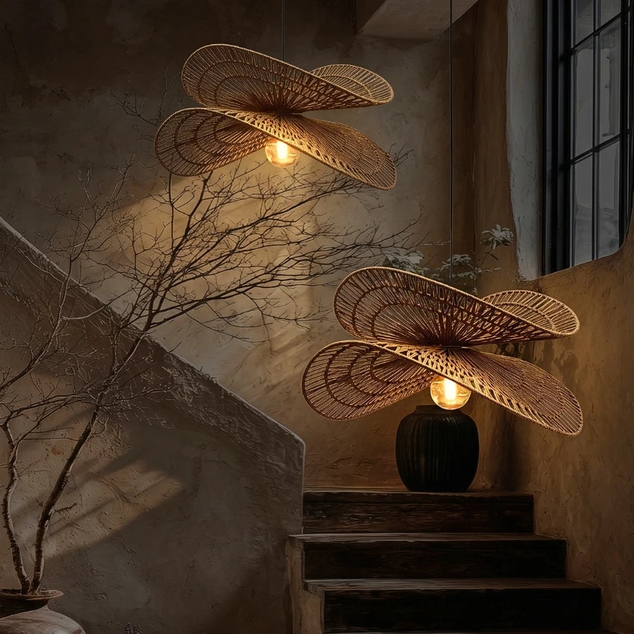 Valar Wabi Sabi Jute Wicker Pendant Lights for Stairway