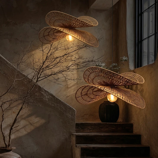 Valar Wabi Sabi Jute Wicker Pendant Lights for Stairway