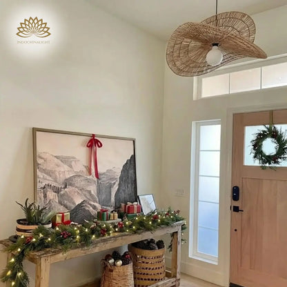 Valar Wave Jute Rope Pendant Light for Christmas Entryway