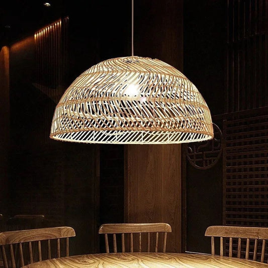 vintage rattan dome light