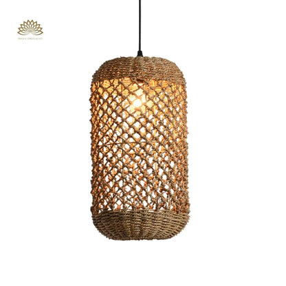 Vintage Straw Wicker Pendant Light