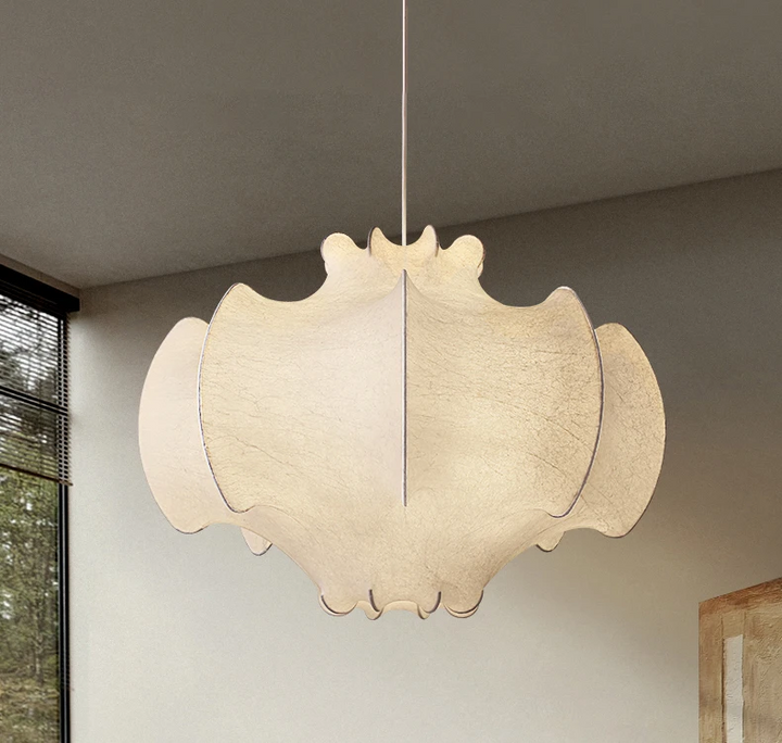 Viscontea Cocoon White Silk Wabi Sabi Pendant Light