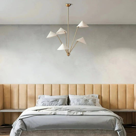 wabi sabi 5 arm farbic cone ceiling lamp for bedroom