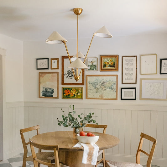 wabi sabi 5 arm farbic cone ceiling lamp for kitchen