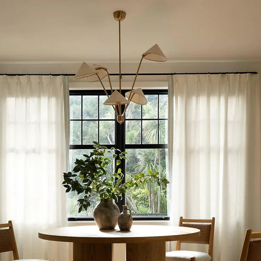 wabi sabi 5 arm farbic cone ceiling lamp for living room