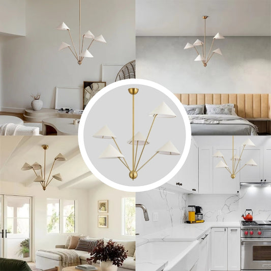 wabi sabi 5 arm farbic cone ceiling lamp for room