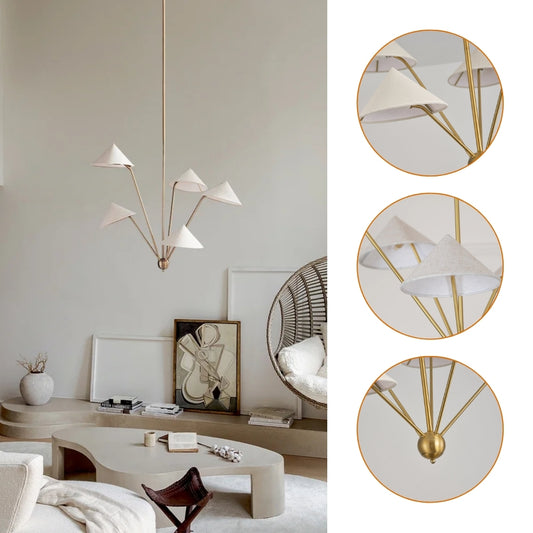 wabi sabi 5 arm farbic cone ceiling lamp