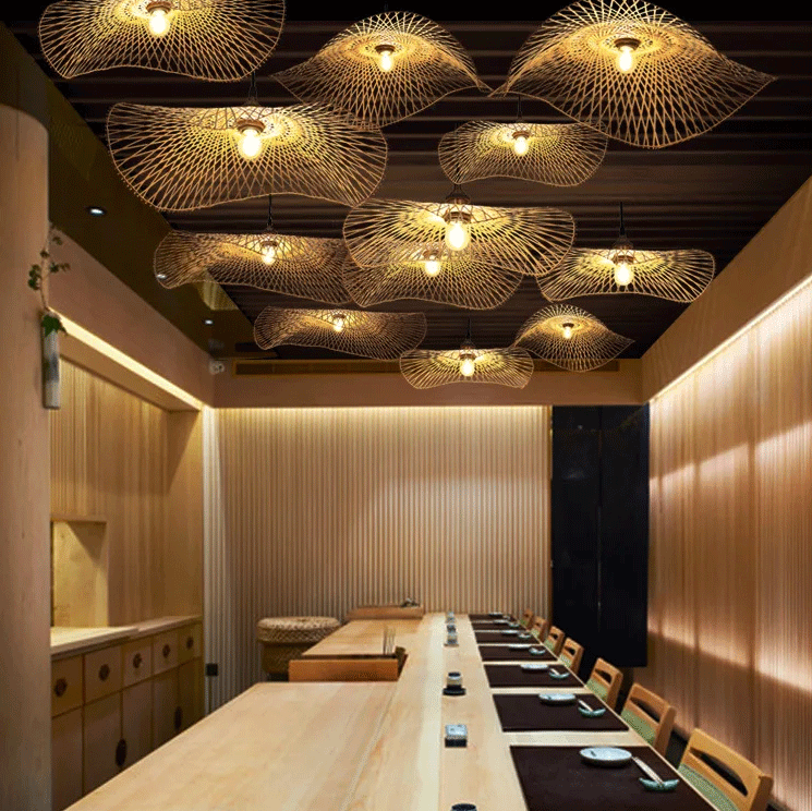 wabi sabi bamboo fixture light single layer for restaurant