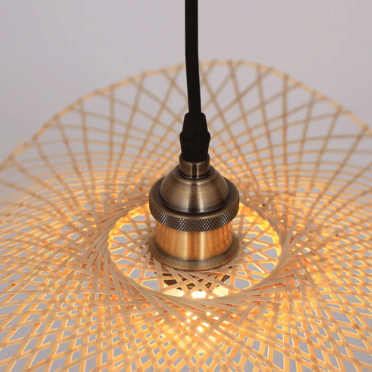 wabi sabi bamboo pendant light fixture detail