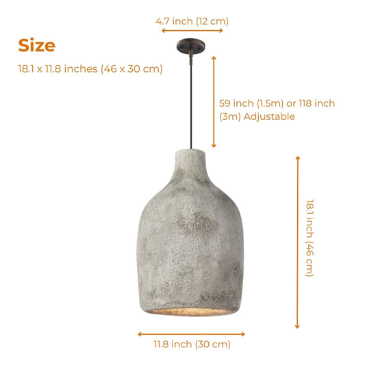 wabi sabi ceramic resin vase pendant light size