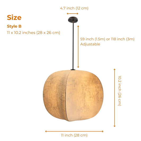wabi sabi fabric lantern pendant light size styel b
