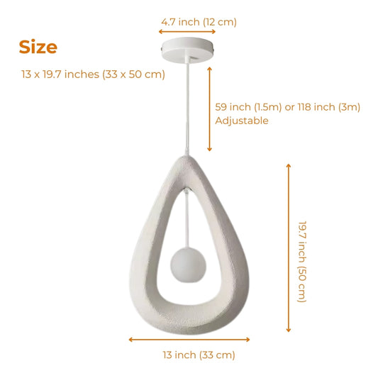  wabi sabi modern teardrop hanging lamp size
