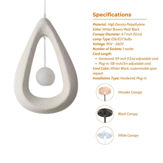 wabi sabi modern teardrop hanging lamp specifications
